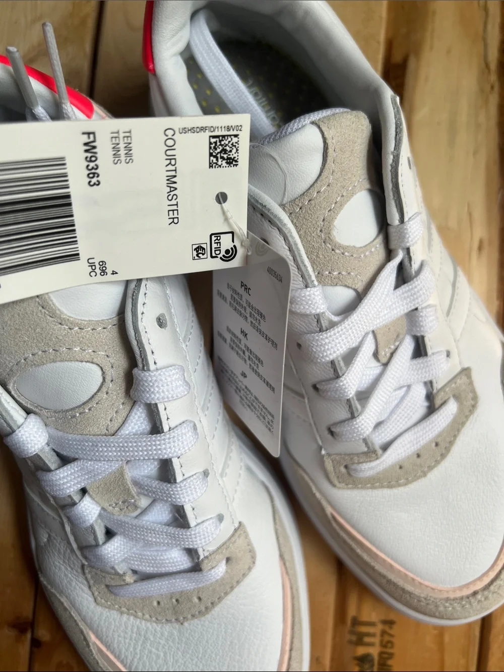 adidas White Sneakers with Pink Heel Detail